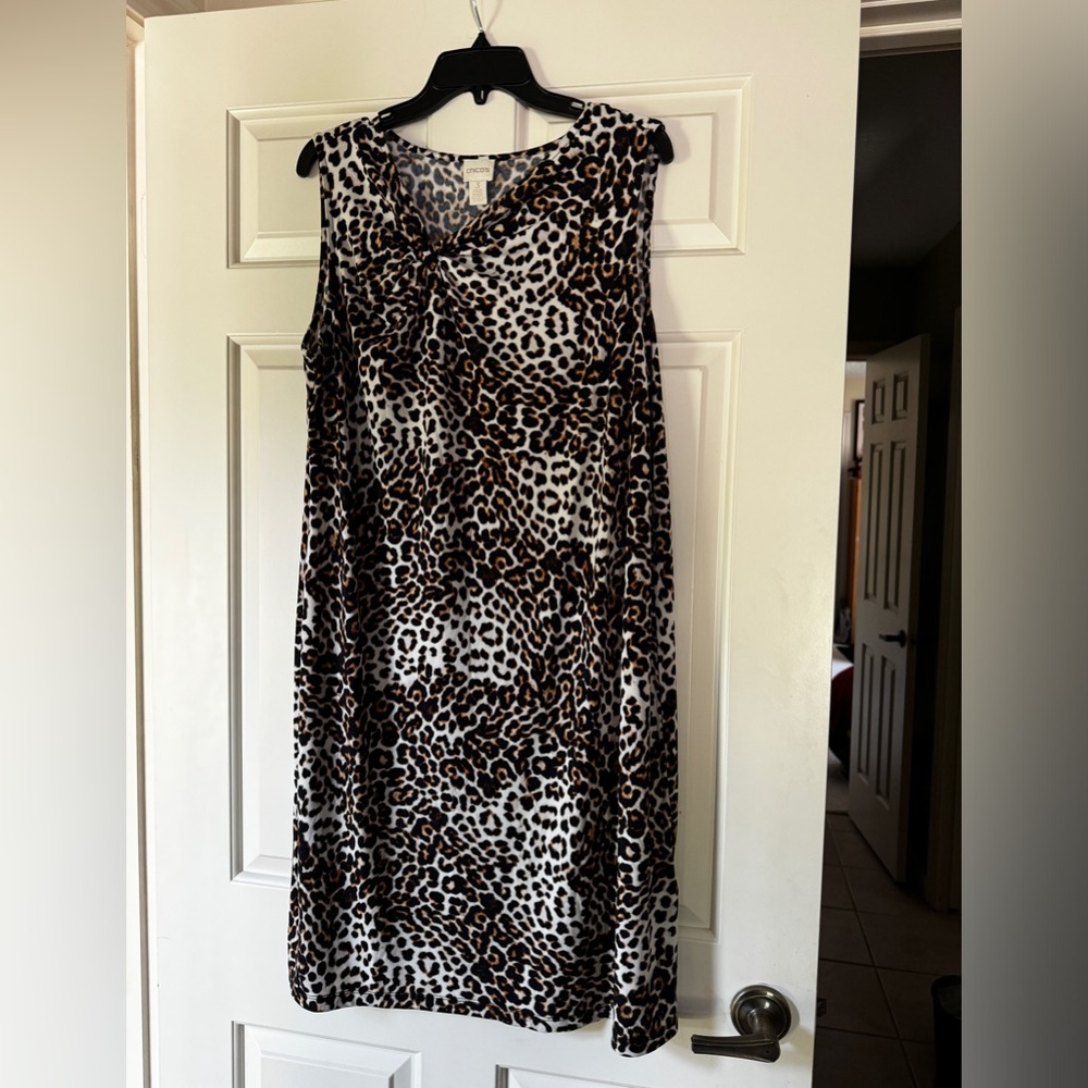 Chico’s leopard print sleeveless dress, sz 3(16)
